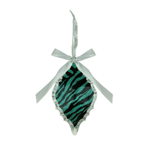 Allstate 5.75" Glittered Teal Zebra Print Diamond Prism Christmas Ornament