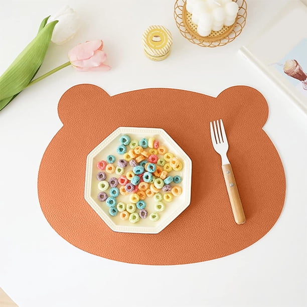 Mantel de mesa de PVC con aspecto de cuero Blue Bear Design Mantel individual para niños 14.57x11.02in Aislante térmico impermeable 1 pieza