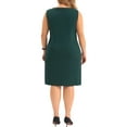 thumbnail image 3 of Agnes Orinda Women's Plus Size Sheath Dress Sleeveless Boat Neck Casual Straight Pencil Work Dresses 3X Dark Green, 3 of 6