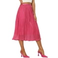 thumbnail image 4 of INSPIRE CHIC Pleated Midi Skirt for Women's Elastic Waist Casual Accordion Skirts XS Hot Pink, 4 of 6