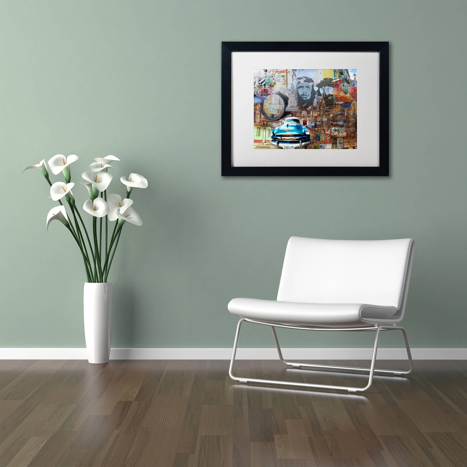 Trademark Fine Art "Havana Club II" Canvas Art by Alberto Lopez, White Matte, Black Frame