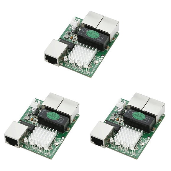 3X Módulo de Conmutador de Red de Puerto Estándar Gigabit RJ45 de Industrial Mínimo de Puertos 1000M Divisor de Red Alimentado de 5V-12V
