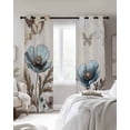 thumbnail image 3 of Vintage Poppy Butterfly Blackout Curtains for Bedroom Living Room, Blue Flowers Plant 39 In Long Thermal Insulated Room Darkening Drapes Grommet Window Treatments, 27.5 x 39 In, 3 of 9