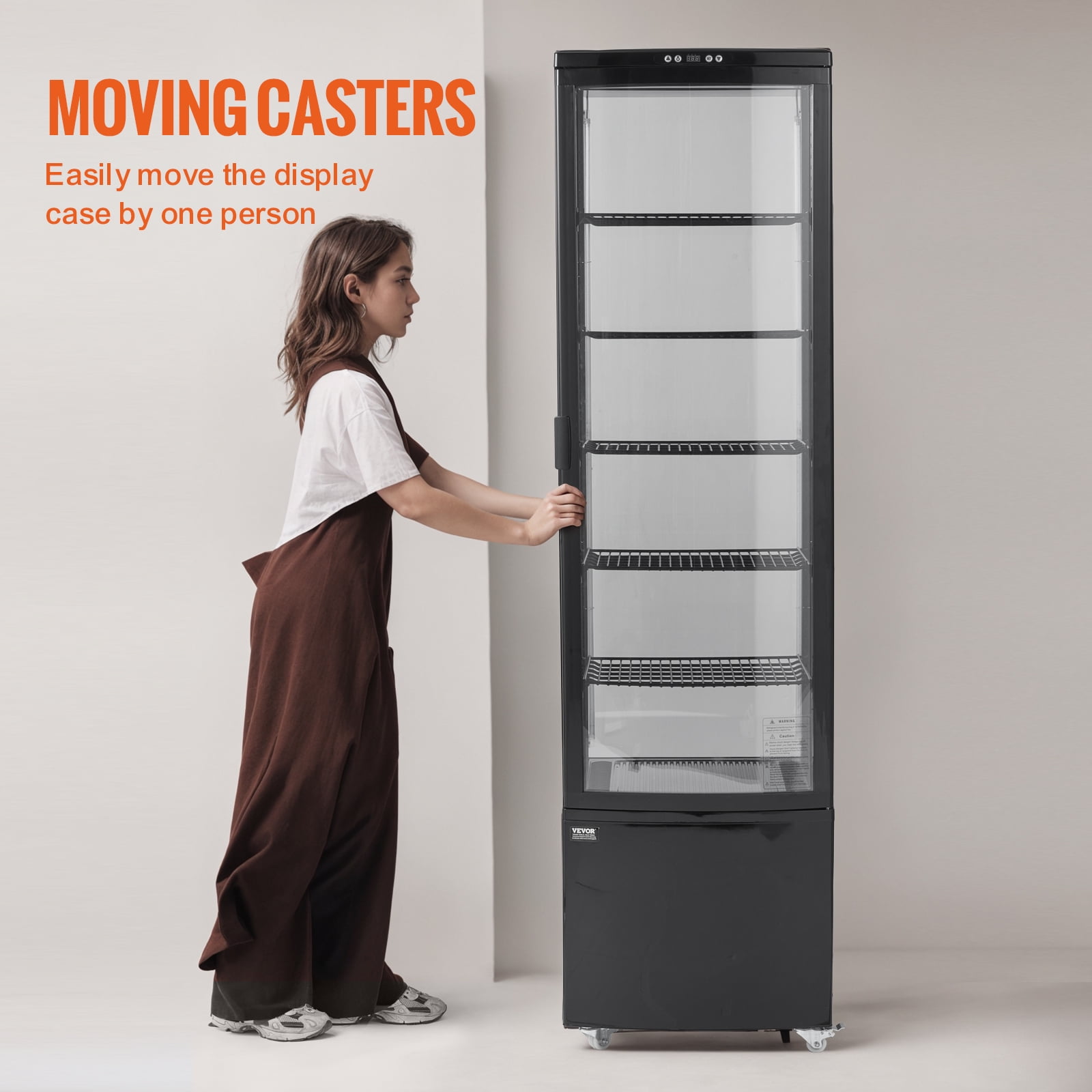VEVOR Refrigerated Display Case, 9.8 Cu.Ft./278L Large Pastry Display Case, 5-Tier Commercial Display Refrigerator with LED Lighting, TURBO Cooling, Frost-Free Air-Cooling, for Bakery