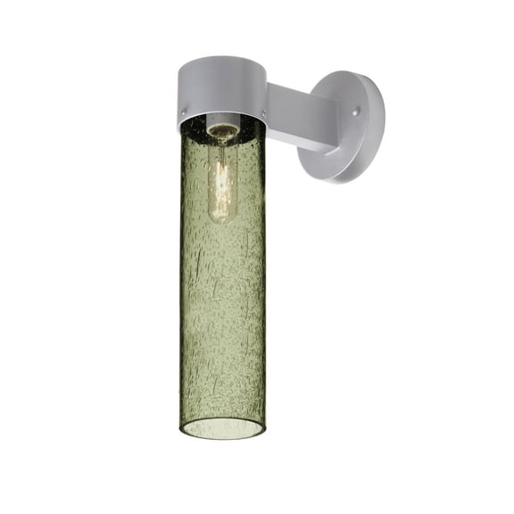 JUNI16MS-WALL-SL Besa Lighting Juni 16-One Light Outdoor Wall Sconce-5 Inches Wide by 17.5 Inches High-Silver Finish-Moss Bubble Glass