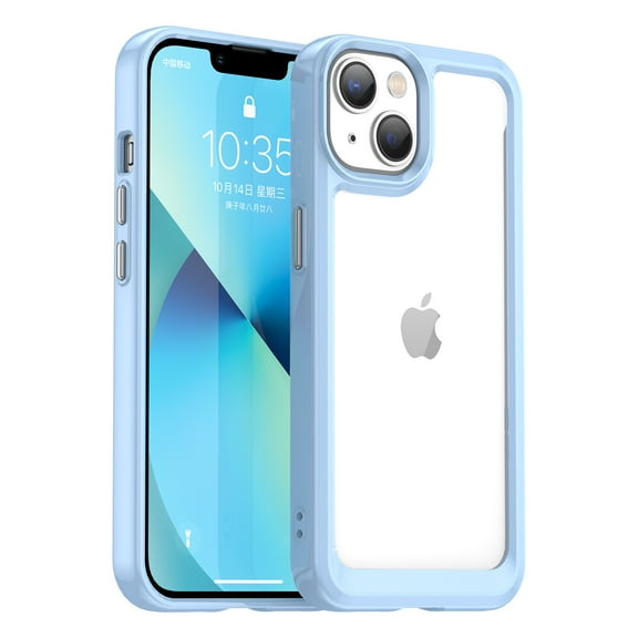 SaniMore for iPhone 14 Plus Lightweight Transparent Case, Rugged Clear PC Back & TPU Bumper [Not Yellowing Technology] Heavy Duty Full Body Protective Case for iPhone 14 Plus, Blue