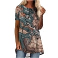 thumbnail image 3 of Pompotops Femmes Causal Manches Courtes Confortable Col Rond Chemisier Pull Tops Chemise, 3 of 8