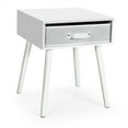 thumbnail image 1 of Costway Mid-Century Nightstand End Accent Bedside Table W/ Fabric Drawer Rustic White, 1 of 10
