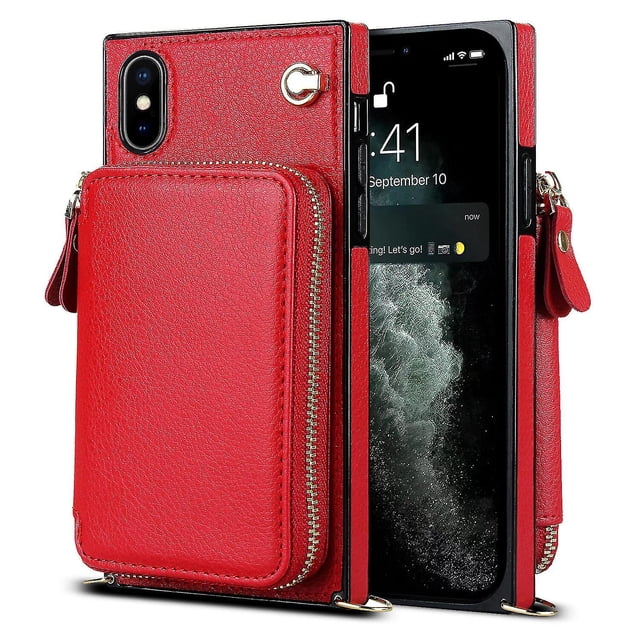 Funda tipo cartera para iPhone XS Max con tarjetero y correa para el hombro para mujer