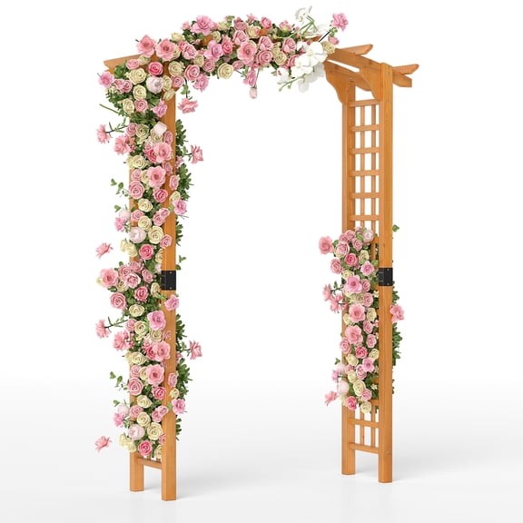 Gymax 7.5 FT Garden Arch Wooden Arbor Outdoor Wood Trellis for Climbing Plants