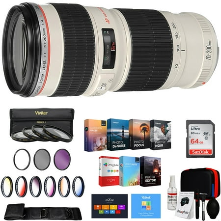 Canon EF 70-200mm F/4.0 L USM Lens +TechSmart USA Professional Editing Suite (Best Canon L Lens For Portraits)