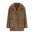 thumbnail image 4 of Usmixi Womens Winter Sherpa Jacket Fuzzy Fluffy Fleece Coat for Women Casual Solid Long Sleeve Lapel Outerwear Open Button Down Soft Plush Jacket with Pocket 2023 Sherpa Jacket, 4 of 6