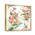 thumbnail image 4 of Tropical Flowers & Gold Leaves With Pink Flamingos 16 in x 16 in Framed Painting Canvas Art Print, by Designart, 4 of 5