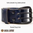 thumbnail image 2 of Logical Leather Men's Work Belt - Heavy Duty Genuine Full Grain Leather Double Prong Belts - Blue 30, 2 of 8