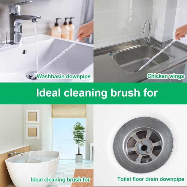 POINTERTECK Basin Sink Cleaning Brush Spiral Sink Brush Flexible Drain ...
