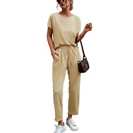 

UKAP Women s Pajamas Set Short Sleeve Trousers Sleepwear Set Nightwear Soft Pj Lounge Sets Casual Nightwear Soft Pj Lounge Sets Size S-3XL