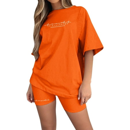 MuXiKeJi Clothes Two Piece Sets for Women Summer Lounge Short Sets Cap Sleeve Crew Neck Sweatsuit with Pocket S-2XL