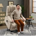 thumbnail image 4 of Power Lift Recliner Chair Large Recliner Chair with 8-Point Vibration Massage and Lumbar Heating Recliner Sofa with Adjustable Backrest, Extending Footrest, USB Port & Dual Side Pockets, Beige, 4 of 7