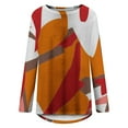 thumbnail image 4 of Scyoekwg Womens Tunic Tops To Wear with Leggings Dressy Casual Color Block Geometry Printed Tunic Shirts Trendy Lightweight Round Neck long Tops Long Sleev T Shirts #B02-Orange S, 4 of 5