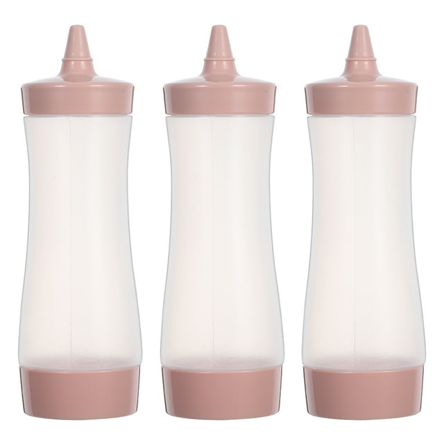 FELTECHELECTR 3 botellas transparentes flexibles de 350 ml: recipientes flexibles rellenables para aderezos, kétchup y salsa barbacoa. Dispensador de salsas para picnic y camping.