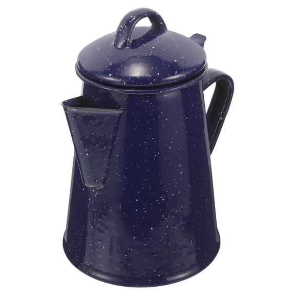 OUNONA Enamel Camping Coffee Pot Enamelware Kettle Dark Blue for Heating Water 1Pcs