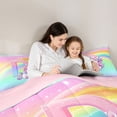 thumbnail image 4 of Erosebridal Cute Rainbow Unicorn Full Size Comforter Sets,Watercolor Alphabet D Girls Personalized Gifts Bedding Sets For Kids,Reversible Pink 3pcs, 4 of 7