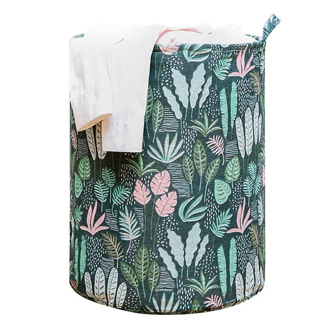 Paniers à Linge pour Enfants, Panier à Linge pour Bébé, Grand Panier à Linge Pliable avec Poignées Panier de Rangement Rond en Coton Lin Imperméable