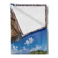 thumbnail image 2 of Beach Soft Flannel Fleece Throw Blanket, Maldives Scenic Seaside View Sunbeds Under Umbrella Romantic Honeymoon Theme, Cozy Plush for Indoor and Outdoor Use, 70" x 90", Brown Aqua White, by Ambesonne, 2 of 5