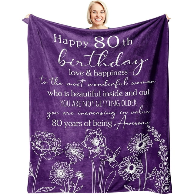LHSHID 80th Birthday Decorations for Women Blanket 80th Birthday Gifts for Women Happy 80th Birthday Gifts 80 Year Old Birthday Gifts for Women Best Gifts for 80 Year Old Woman 30"x40"