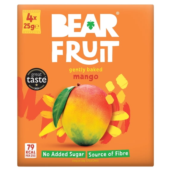 BEAR Fruit Dried Mango 4x25g, Imported from Britain