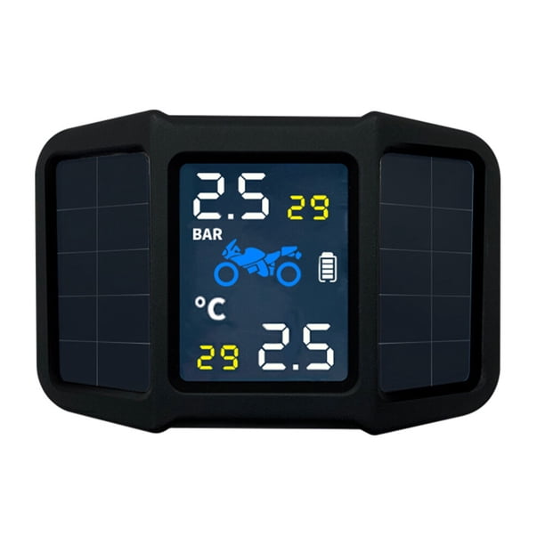 1 juego de monitor de presión de neumáticos de motocicleta con sensor de presión de neumáticos solar (negro)