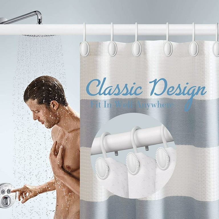 Shower Curtain Hooks, Decorative Shower Curtain Rings, Rust Resistant Metal Shower Hooks for Bathroom, Glide Shower Rings for Shower Curtain and