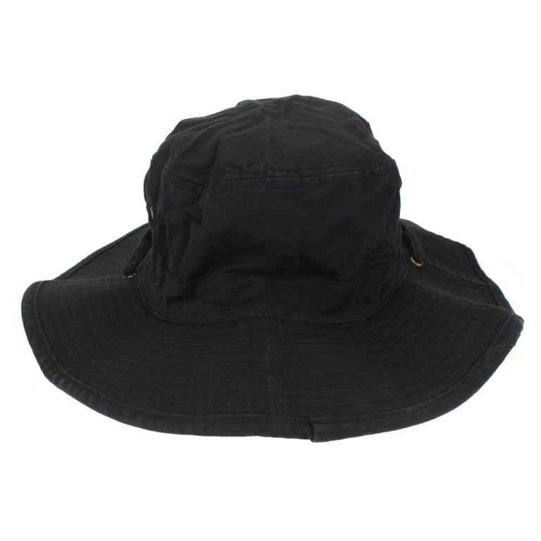 Classic Mens Fishermans Cotton Twill Bucket Hat Black Small  display picture 1