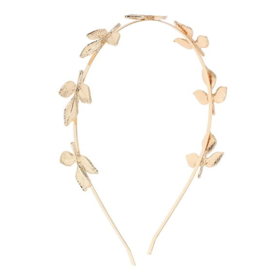Unique Bargains 1 Pc Cute Leaf Headbands for Women Gold Tone