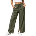 thumbnail image 3 of Wide Leg Sweatpants for Women Fashion High Waist Loose Dawstring Casual Straight Solid Straight Leg Sweatpants With Side Pockets, 3 of 5
