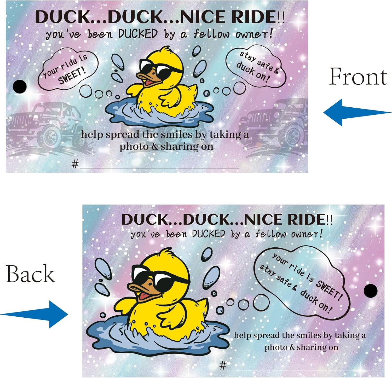 1 Set 100Pcs You've Been Ducked by a Fellow Owner Duck Duck Tags Ducking Cards Cruising Rubber Duck Tag with Round Hole and Twine Double Sided Cruise Card for Rubber Duck Party Favor 3.5x2 Inch