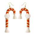 thumbnail image 1 of Pendientes Tejidos De Navidad Con Forma De Muleta, Pendientes Bohemios Tejidos Con Borlas, Pendientes Colgantes Trenzados Hechos A Mano Para Mujeres Y Niñas matsuzay AP007544-01, 1 of 6