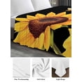thumbnail image 6 of Sunflower Full Size Flat Sheet, Wrinkleproof & Fadeproof Cooling Flat Bed Sheet Only, Summer Bee Botanical Floral Black Breathable Soft Bedding Top Sheets 81 x 96 Inches, 6 of 8