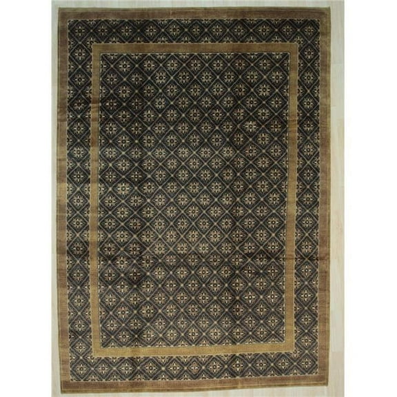 EORC 9 x 12 ft. Ningxia Transitional Wool Area Rug - Brown