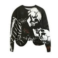 thumbnail image 4 of YUGYXL Funny Pumpkin Print Sweatshirts for Women Halloween Witch Bat Graphic Sweater Long Sleeve Round Neck Pullovers Black M, 4 of 6