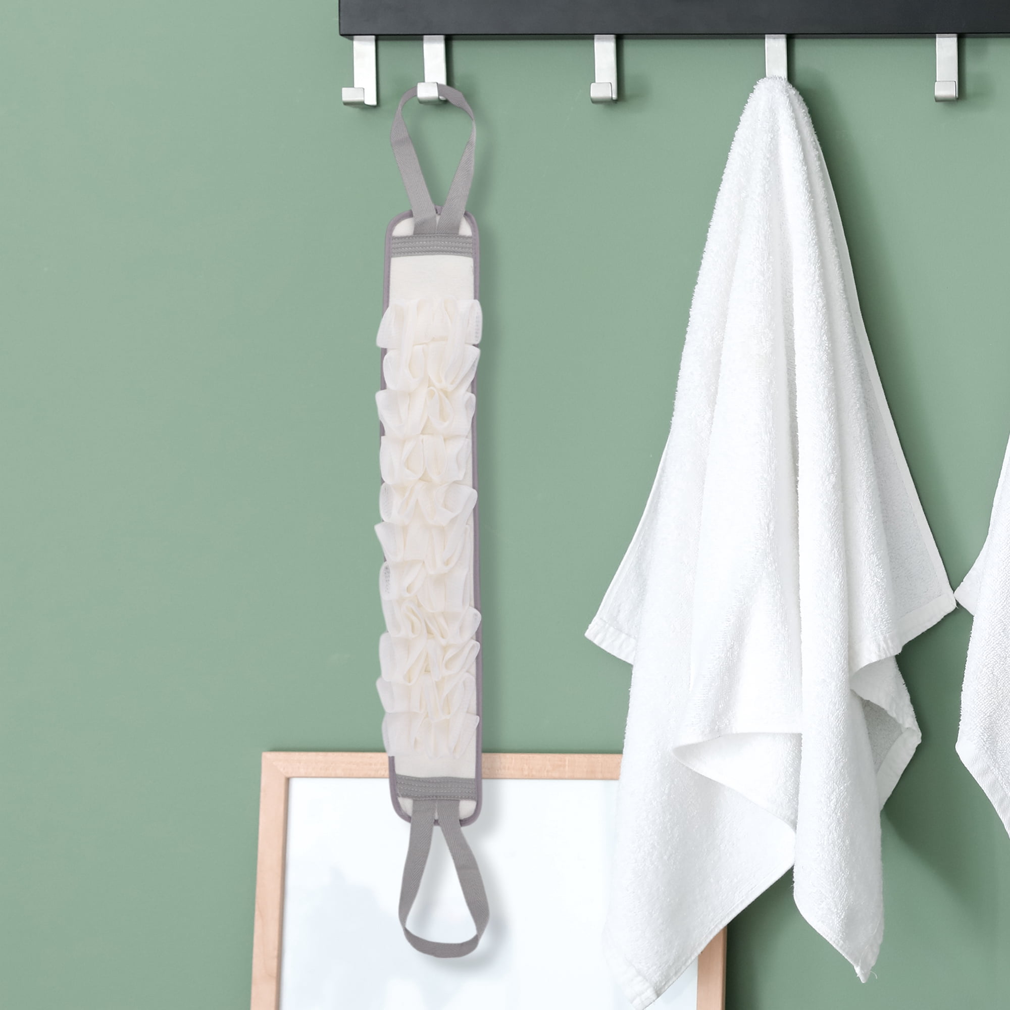 Unique Bargains Drawstring Back Bath towel for bathroom 33.46"x3.54" 1 Pc Gray