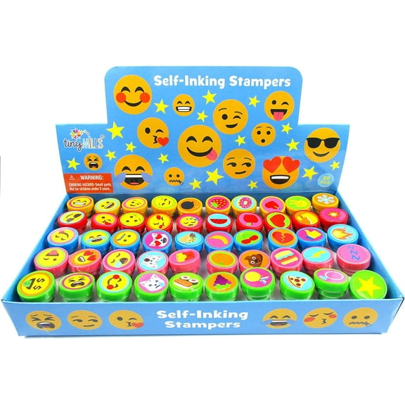 Tinymills Emoji Self Inking Stampers Party Favors for Tweens, 50 Packs