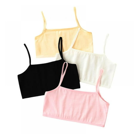 

Girls Training Bra - Seamless Unpadded Cami Sports Bralette (4 Pack) Size Large