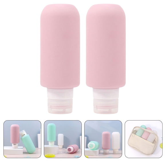 COMPUKAS 2Ud De Silicona Para Almacenamiento De Champú Y Loción Con Rosa