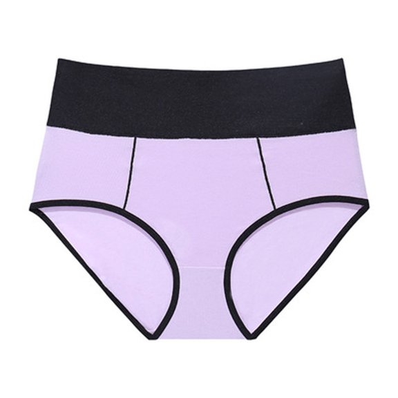 HUPOM Underwear Panties For Women High Waist Activewear Tie Banded Waist Purple XL
