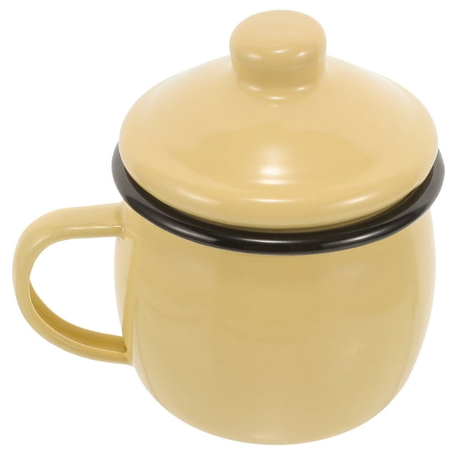 Taza esmaltada Taza esmaltada Taza decorativa esmaltada Taza esmaltada casera Taza de agua con tapa