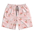 thumbnail image 3 of Uemuo Rabbit And Cherry Pattern Men's Swim Trunks Hawaiian Beach Bathing Suit Swimsuits Beach Quick-Dry Shorts with Pockets-Medium, 3 of 9