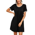 thumbnail image 3 of JWD Womens Sleepwear Short Sleeve Nightgown Soft Sleepshirt Pleated Nightshirt Scoopneck Casual Loungewear, 3 of 5
