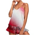 thumbnail image 2 of Conjunto de pijama de poliéster con tirantes finos y estampado de moda para mujer, 2 of 8
