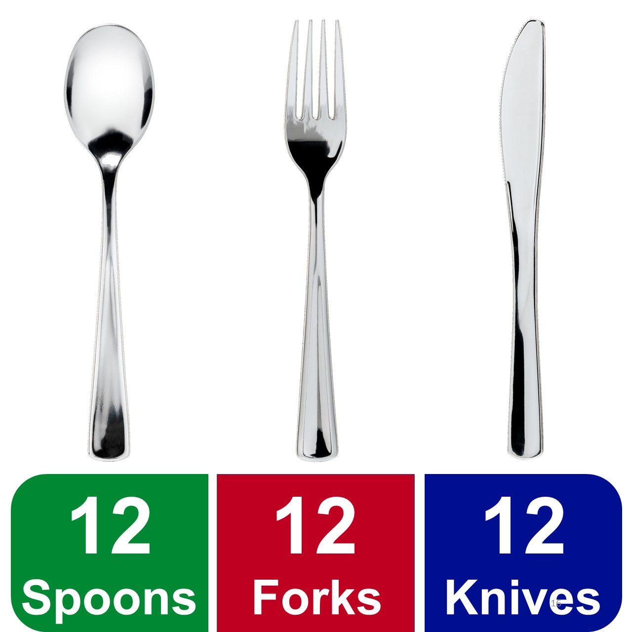 Great Value Ultra Disposable Plastic Cutlery, Silver, Assorted, 36 Count